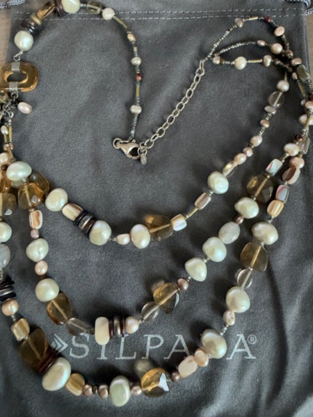 Silpada Multi‑Strand Pearl & Gemstone Necklace – 3‑Tier – Retired